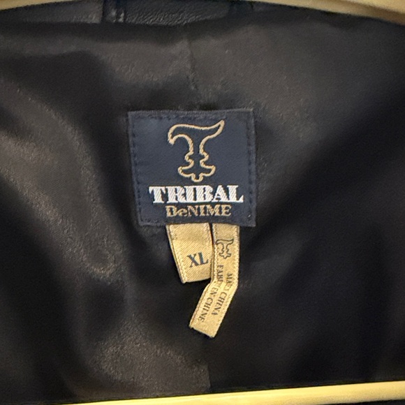 Tribal Black Leather Stud-Accent Moto Jacket - Picture 2 of 8